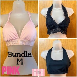 Victoria's Secret PINK Bralette Bundle sz M 3 bras Like New